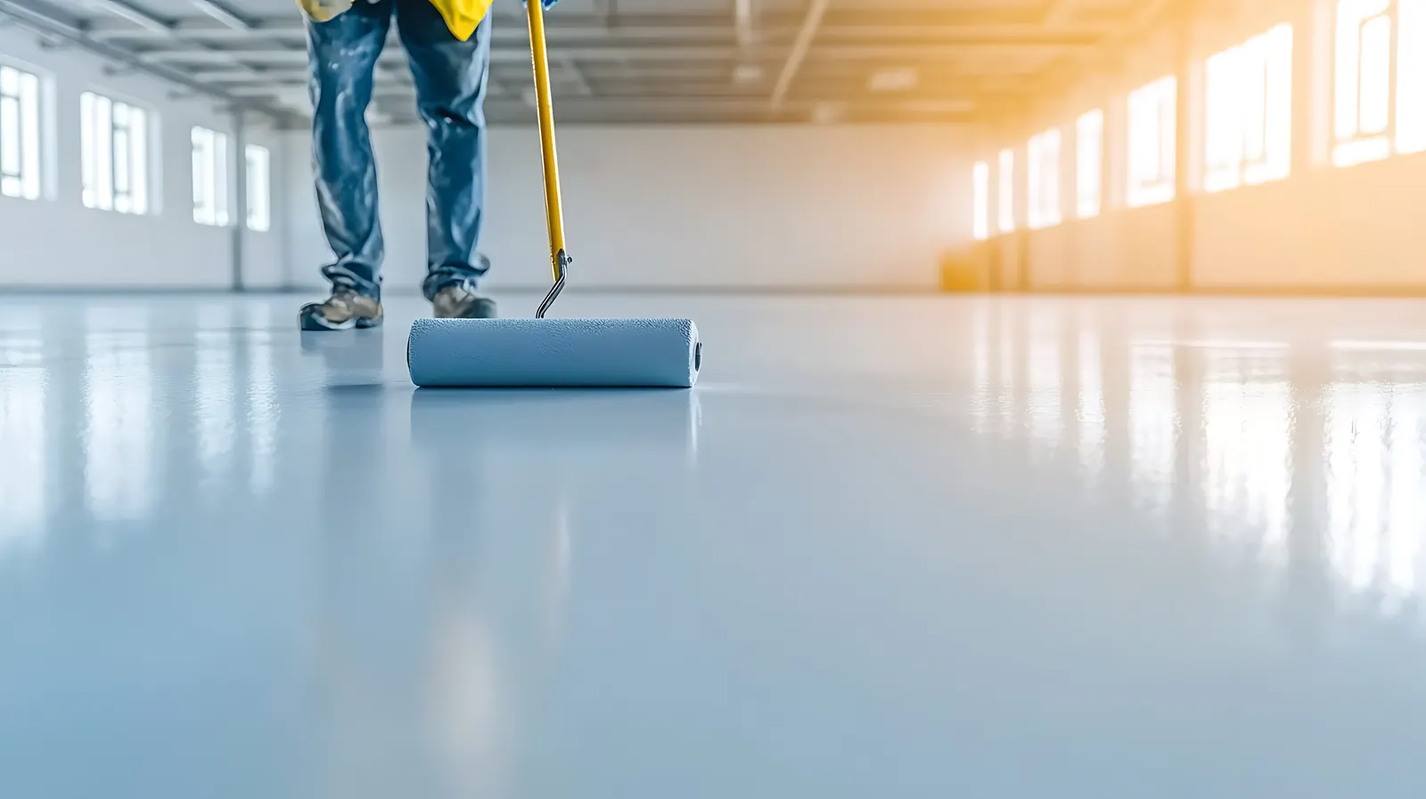Rolling out a coat across open floor